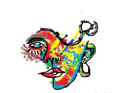 Vivid multicolored abstract portrait with expressive brushwork